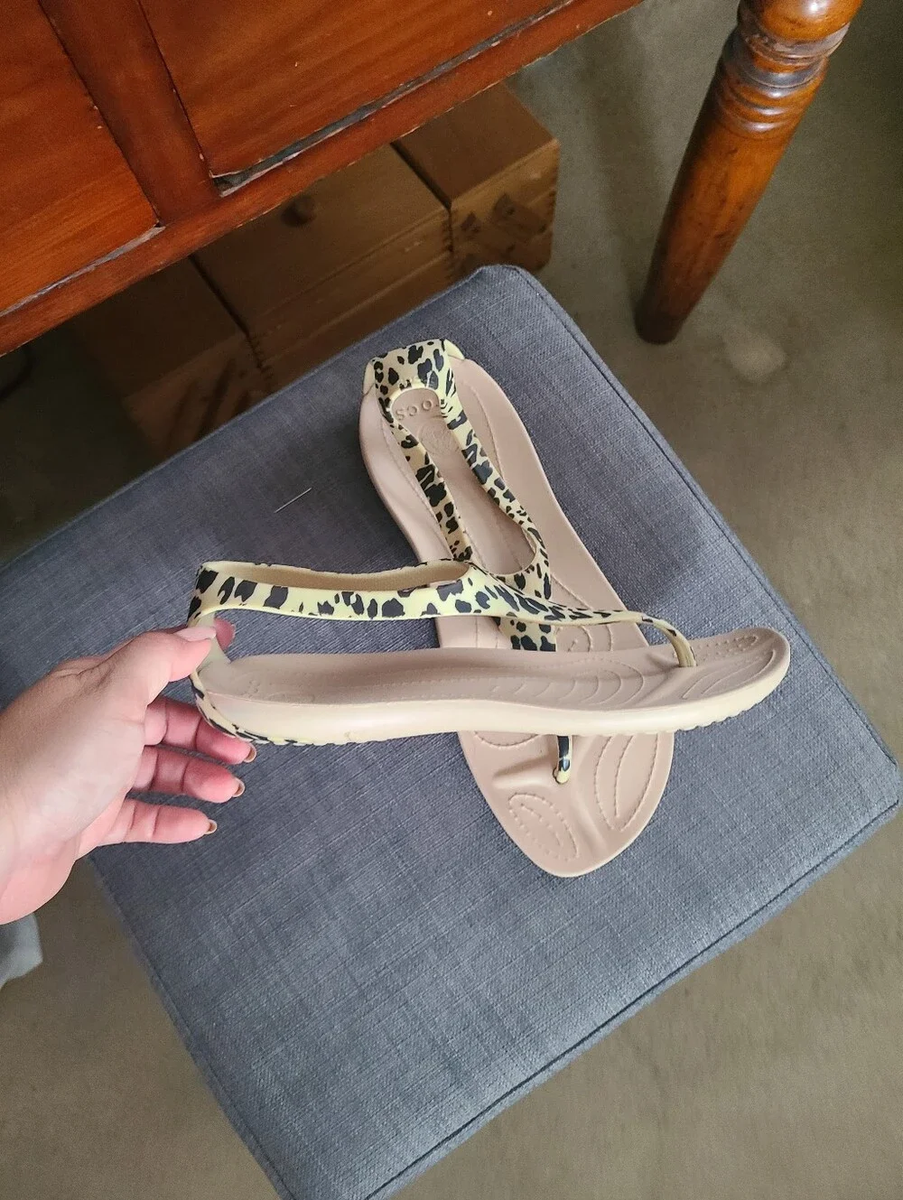 Crocs leopard print sandals